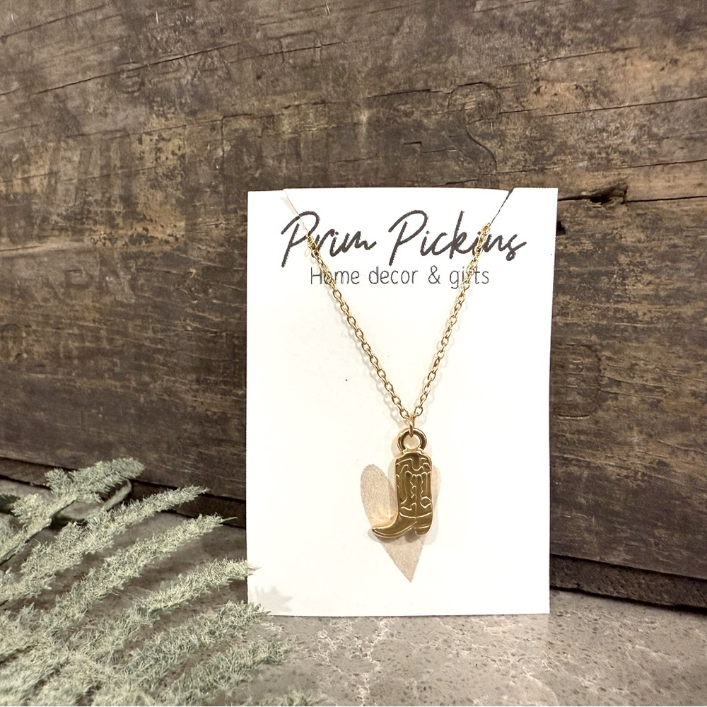 Western boho cowboy boot pendant necklace